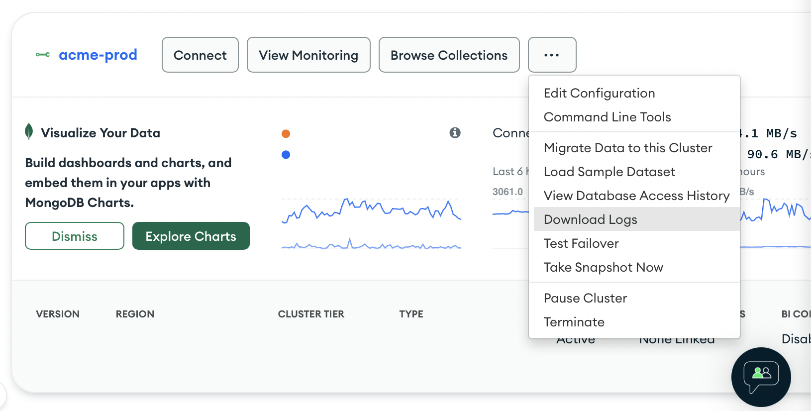 Download logs in MongoDB