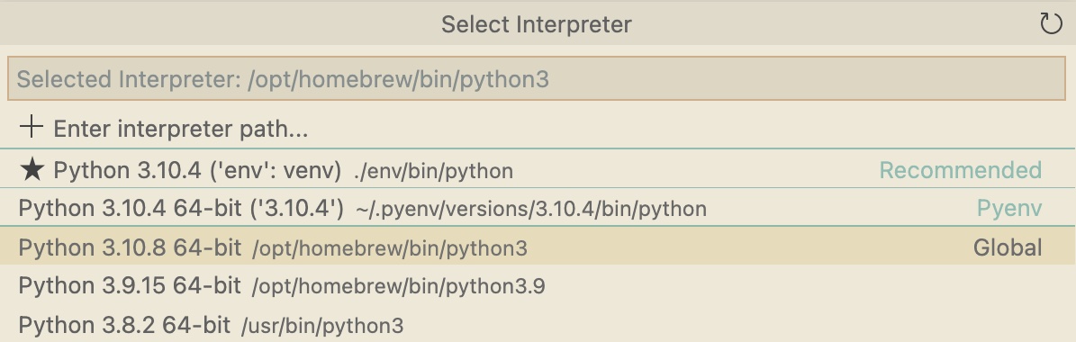 Python: Interpreter List